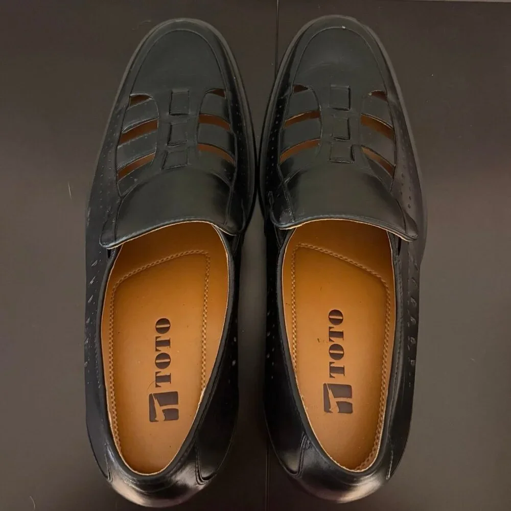 Toto Mens Black Dress Shoe‎ with Cut Out Detail US10 - Picture 6 of 7